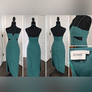 Revolve RÜMER Teal Cutout Midi Dress – Size Small